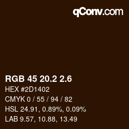 カラーコード: RGB 45 20.2 2.6 | qconv.com