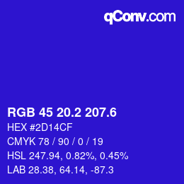 カラーコード: RGB 45 20.2 207.6 | qconv.com