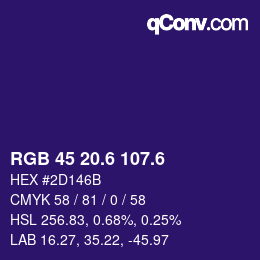 カラーコード: RGB 45 20.6 107.6 | qconv.com
