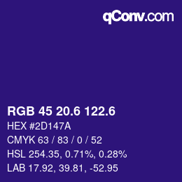 カラーコード: RGB 45 20.6 122.6 | qconv.com