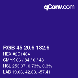 カラーコード: RGB 45 20.6 132.6 | qconv.com