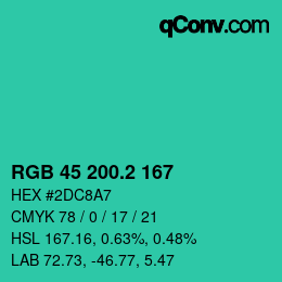 カラーコード: RGB 45 200.2 167 | qconv.com