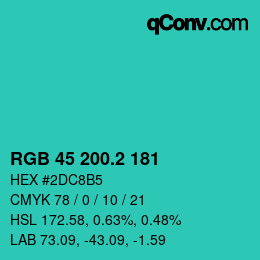 カラーコード: RGB 45 200.2 181 | qconv.com