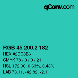 カラーコード: RGB 45 200.2 182 | qconv.com