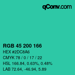Farbcode: RGB 45 200 166 | qconv.com