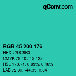 Color code: RGB 45 200 176 | qconv.com