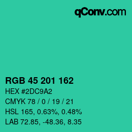 Color code: RGB 45 201 162 | qconv.com