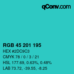 颜色代码: RGB 45 201 195 | qconv.com