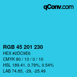 Color code: RGB 45 201 230 | qconv.com