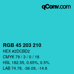 颜色代码: RGB 45 203 210 | qconv.com