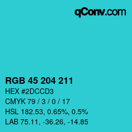 Código de color: RGB 45 204 211 | qconv.com