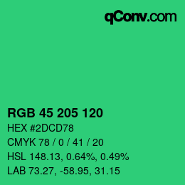 颜色代码: RGB 45 205 120 | qconv.com