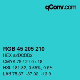 Farbcode: RGB 45 205 210 | qconv.com