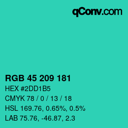 Color code: RGB 45 209 181 | qconv.com