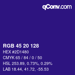 Color code: RGB 45 20 128 | qconv.com