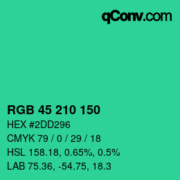 颜色代码: RGB 45 210 150 | qconv.com