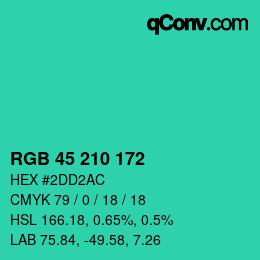 颜色代码: RGB 45 210 172 | qconv.com