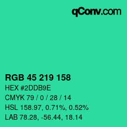 Color code: RGB 45 219 158 | qconv.com