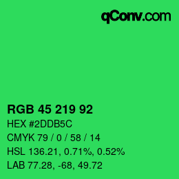 Code couleur: RGB 45 219 92 | qconv.com