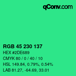 Color code: RGB 45 230 137 | qconv.com