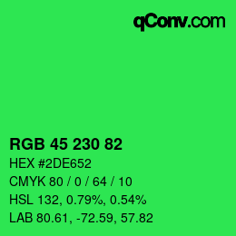 Color code: RGB 45 230 82 | qconv.com