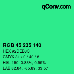 Color code: RGB 45 235 140 | qconv.com