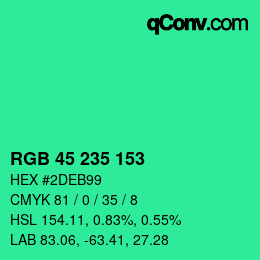 Código de color: RGB 45 235 153 | qconv.com