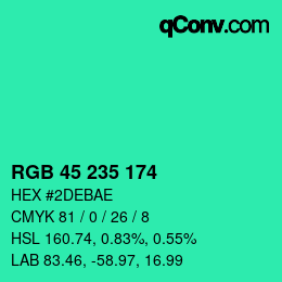 Color code: RGB 45 235 174 | qconv.com