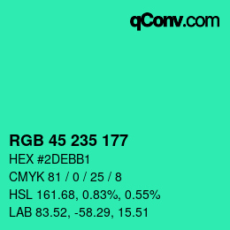 颜色代码: RGB 45 235 177 | qconv.com