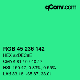 Color code: RGB 45 236 142 | qconv.com