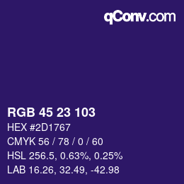 Color code: RGB 45 23 103 | qconv.com