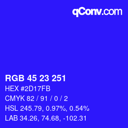 Color code: RGB 45 23 251 | qconv.com