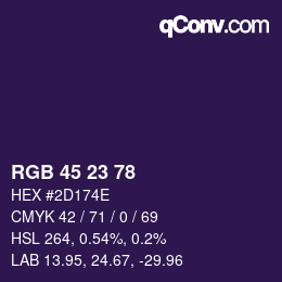 カラーコード: RGB 45 23 78 | qconv.com