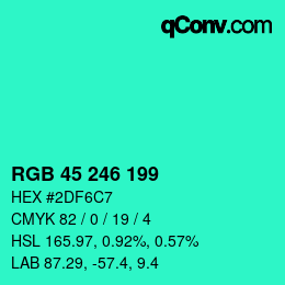 カラーコード: RGB 45 246 199 | qconv.com