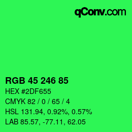 Color code: RGB 45 246 85 | qconv.com