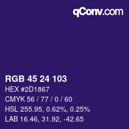 Color code: RGB 45 24 103 | qconv.com
