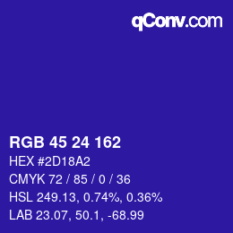 Color code: RGB 45 24 162 | qconv.com