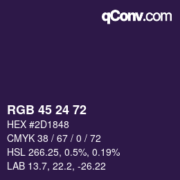 Color code: RGB 45 24 72 | qconv.com