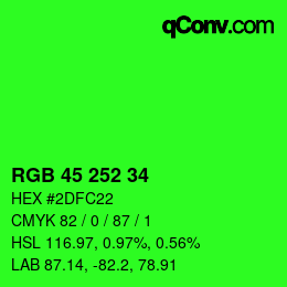 Farbcode: RGB 45 252 34 | qconv.com