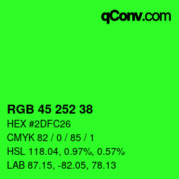 Color code: RGB 45 252 38 | qconv.com