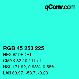 Color code: RGB 45 253 225 | qconv.com