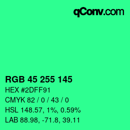 Color code: RGB 45 255 145 | qconv.com