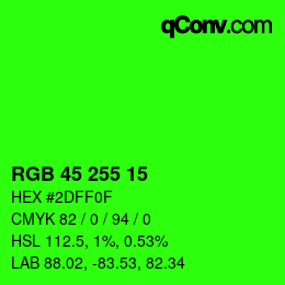 カラーコード: RGB 45 255 15 | qconv.com