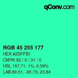 カラーコード: RGB 45 255 177 | qconv.com