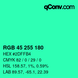 Color code: RGB 45 255 180 | qconv.com
