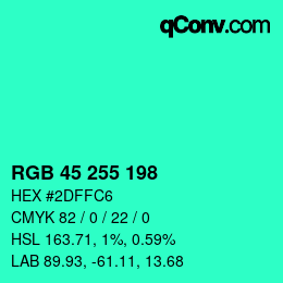 Color code: RGB 45 255 198 | qconv.com
