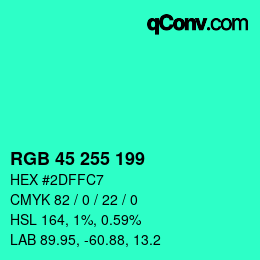 Color code: RGB 45 255 199 | qconv.com