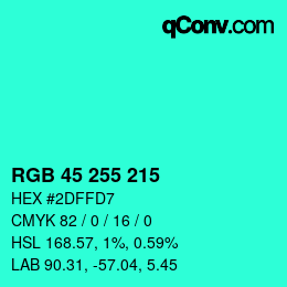 Color code: RGB 45 255 215 | qconv.com