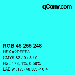 Color code: RGB 45 255 248 | qconv.com