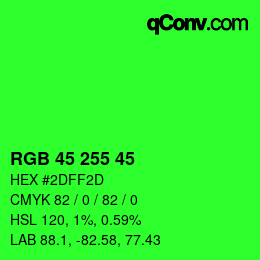 Code couleur: RGB 45 255 45 | qconv.com